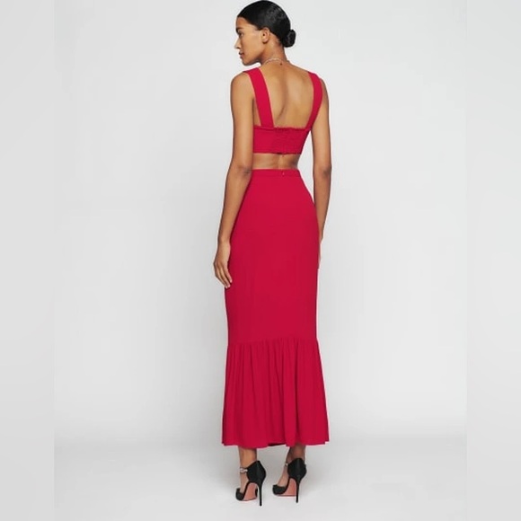 Reformation Azella two piece set. Size 10. Cherry red. - Picture 2 of 14